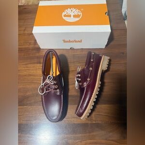 Timberland® Authentic 3-Eye Lug Handsewn Boat Shoe Burgundy Dock Siders Size 11